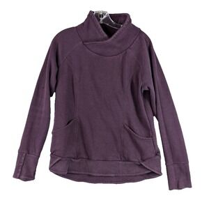 90 Degree by Reflex Womens Pullover Sweatshirt Wrap Neck Thumb Holes Purple Sz M